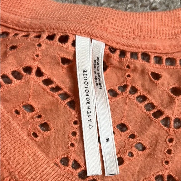 Anthropologie Orange Flutter Sleeve Ruffled Blouse - Picture 2 of 3